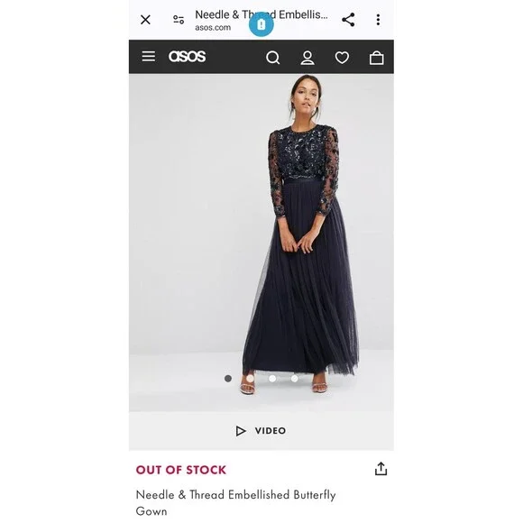 Needle & Thread Embellished Butterfly Gown Size US 2 - Picture 3 of 10